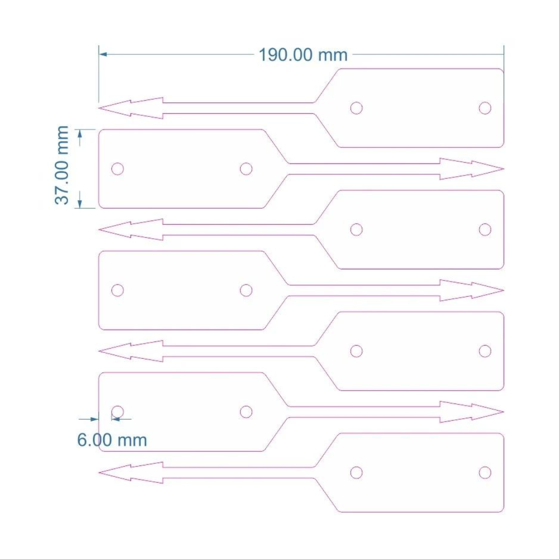 Schlaufenetiketten 190x37mm PES, Weiß