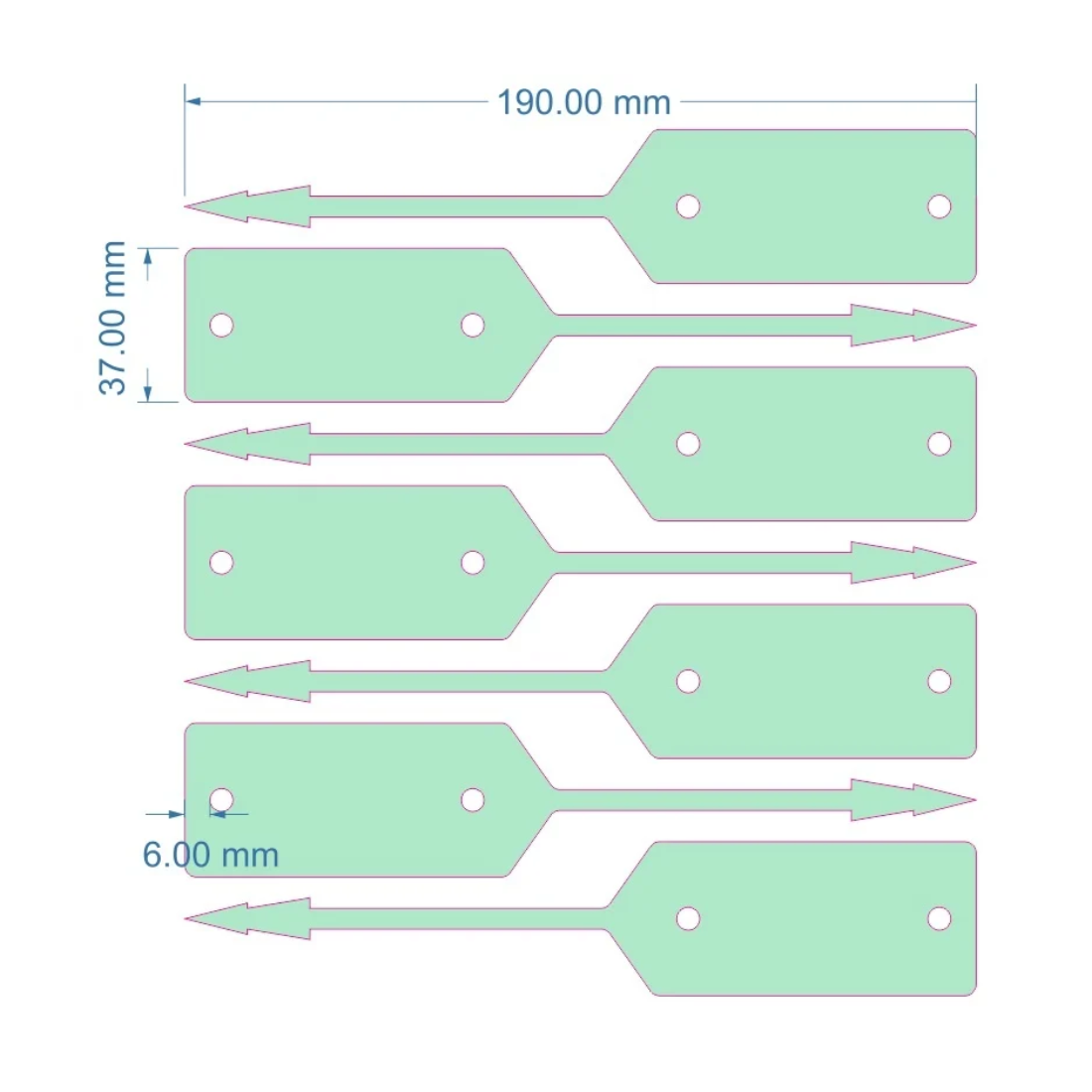 Schlaufenetiketten 190x37mm PES, Grün