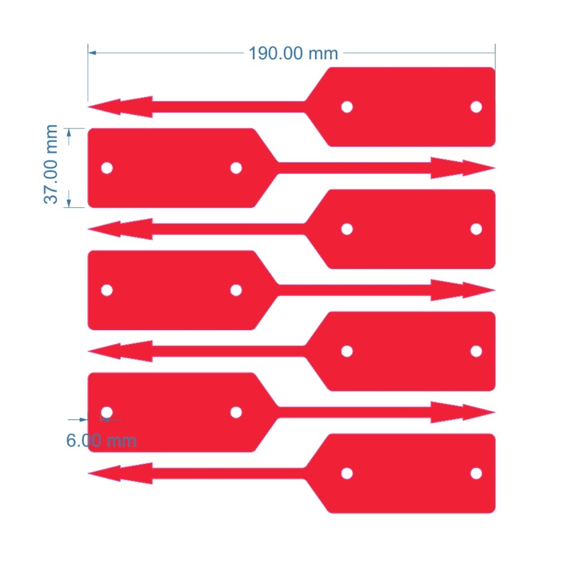 Schlaufenetiketten 190x37mm PES, Rot