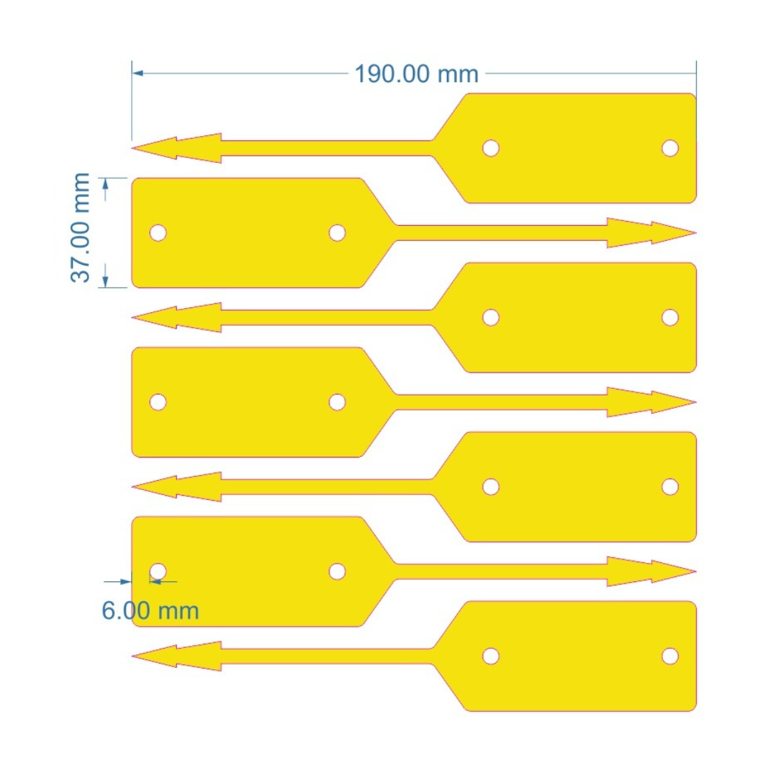 Schlaufenetiketten 190x37mm PES, Gelb