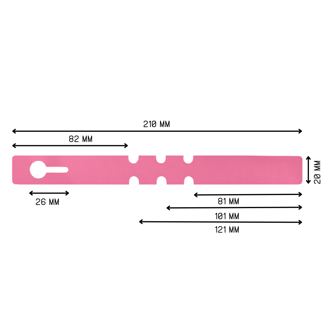 Schlaufenetiketten 210x20mm PVC, Pink