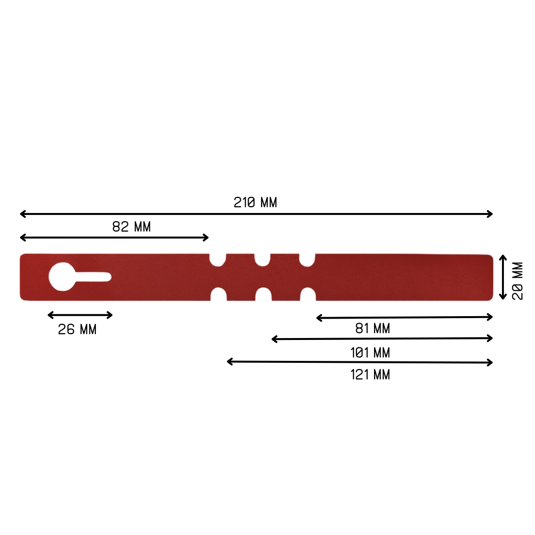 Loop lock labels 210x20mm PVC, Red