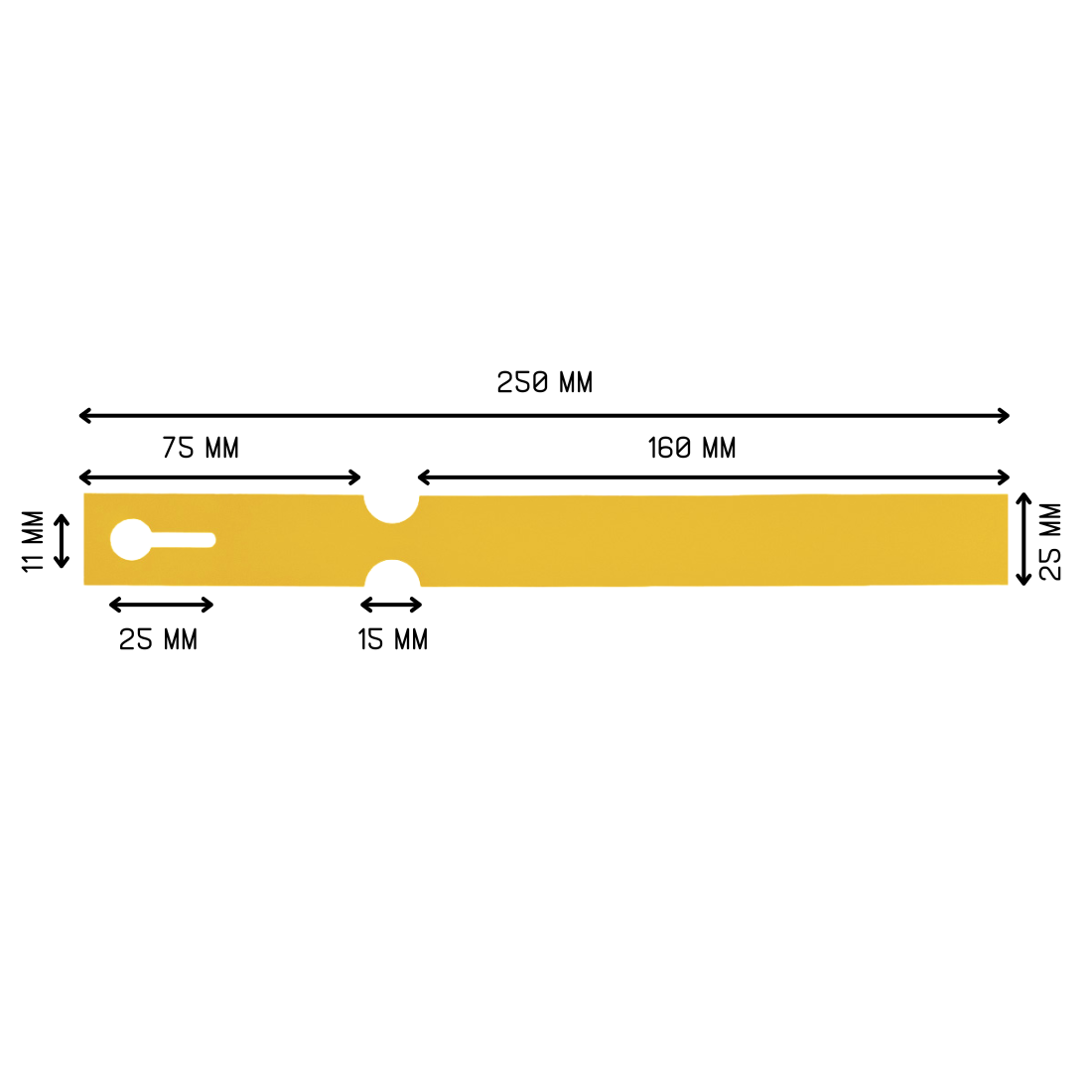 Schlaufenetiketten 250x25mm HDPE, Gelb