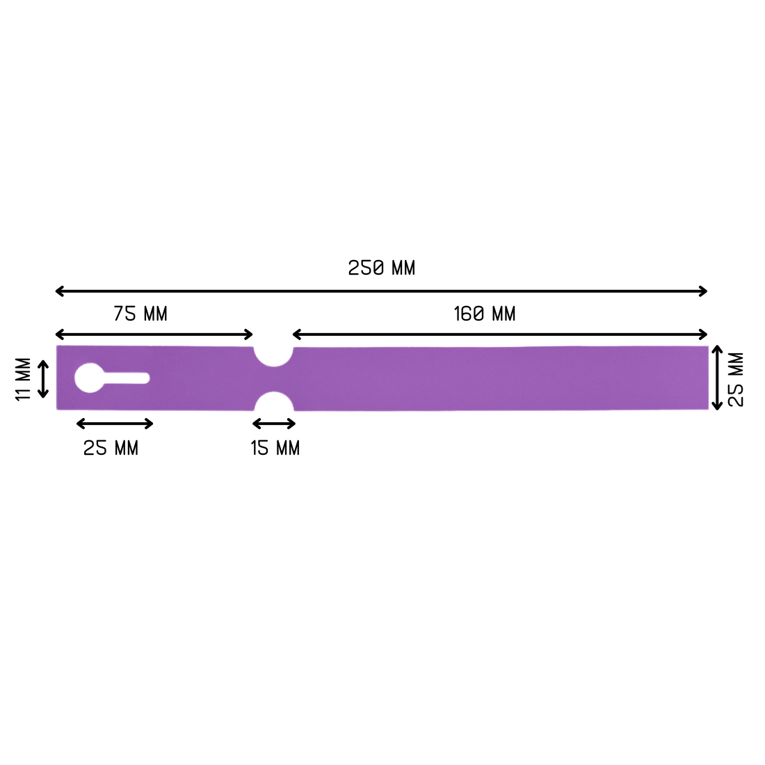 Schlaufenetiketten 250x25mm HDPE, Lila