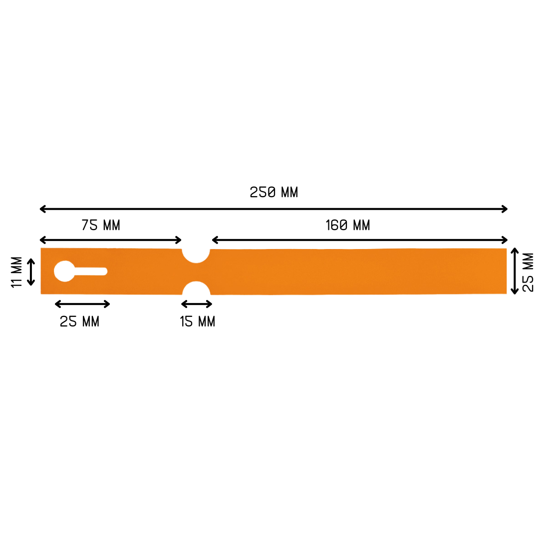Schlaufenetiketten 250x25mm HDPE, Orange