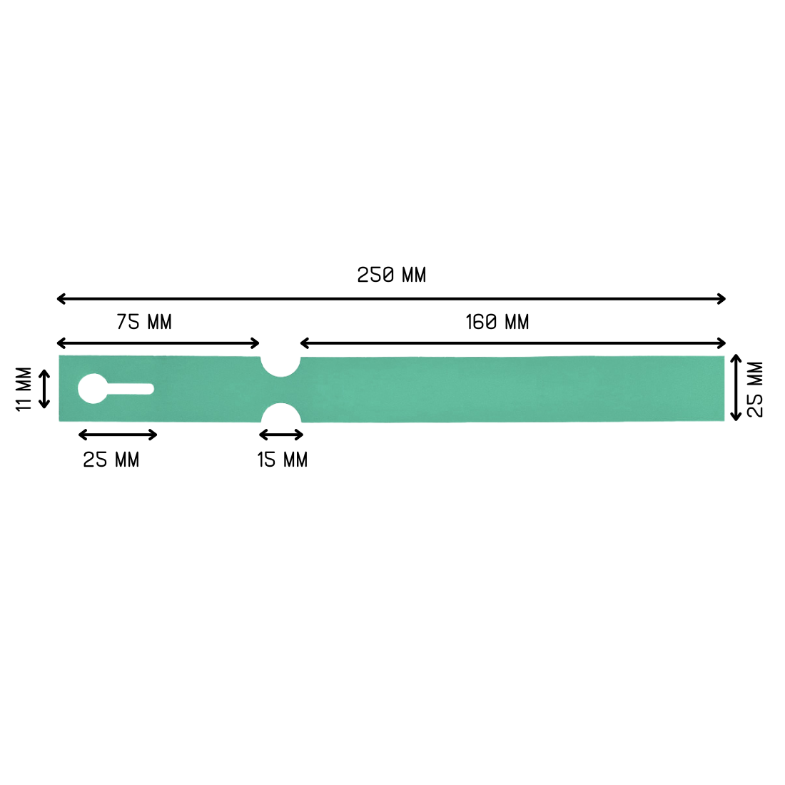 Schlaufenetiketten 250x25mm HDPE, Grün