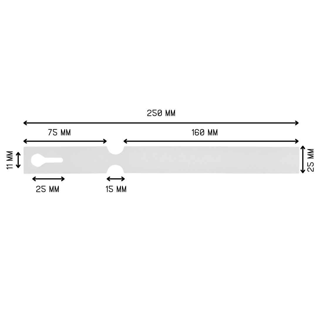Schlaufenetiketten 250x25mm HDPE, Weiß