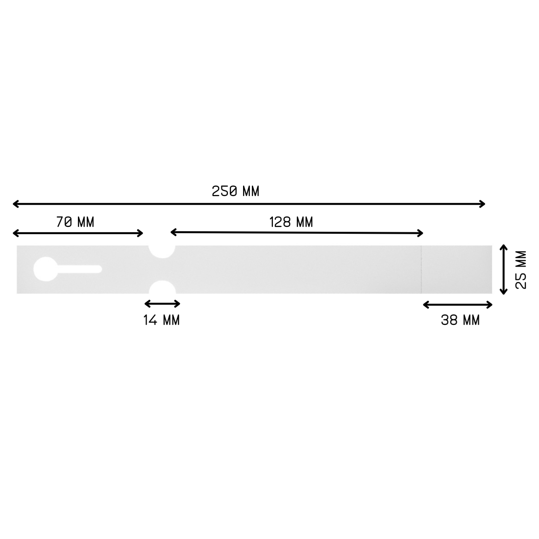 Schlaufenetiketten 250x25mm PET, Weiß