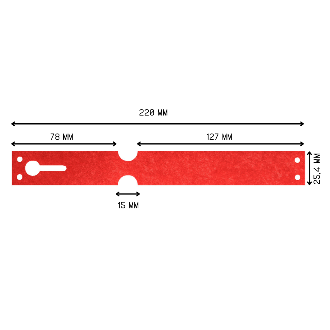 Schlaufenetiketten 220x25,4mm Tyvek, Rot
