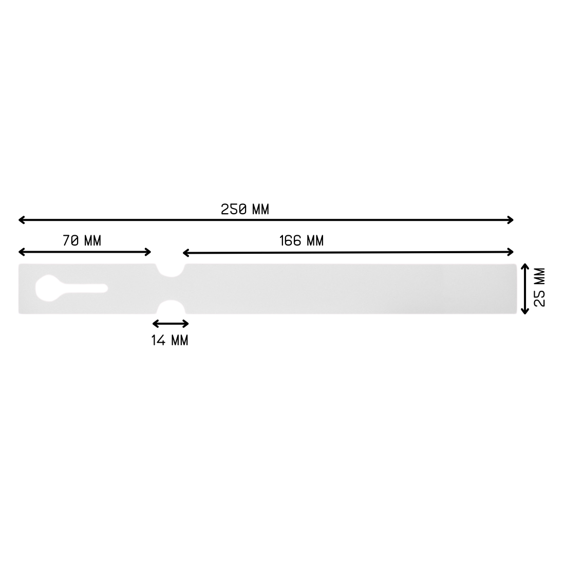 Schlaufenetiketten 250x25mm PET, Weiß