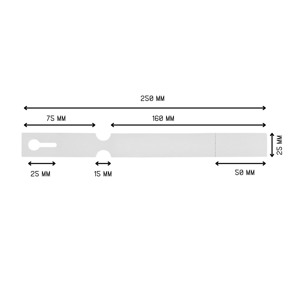 Loop lock labels 250 x 25mm HDPE