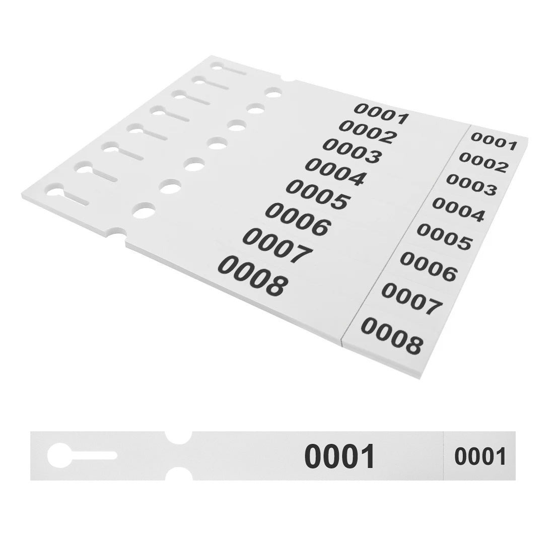 Schlaufenetiketten 250x25mm PET - Nummeriert, Weiß