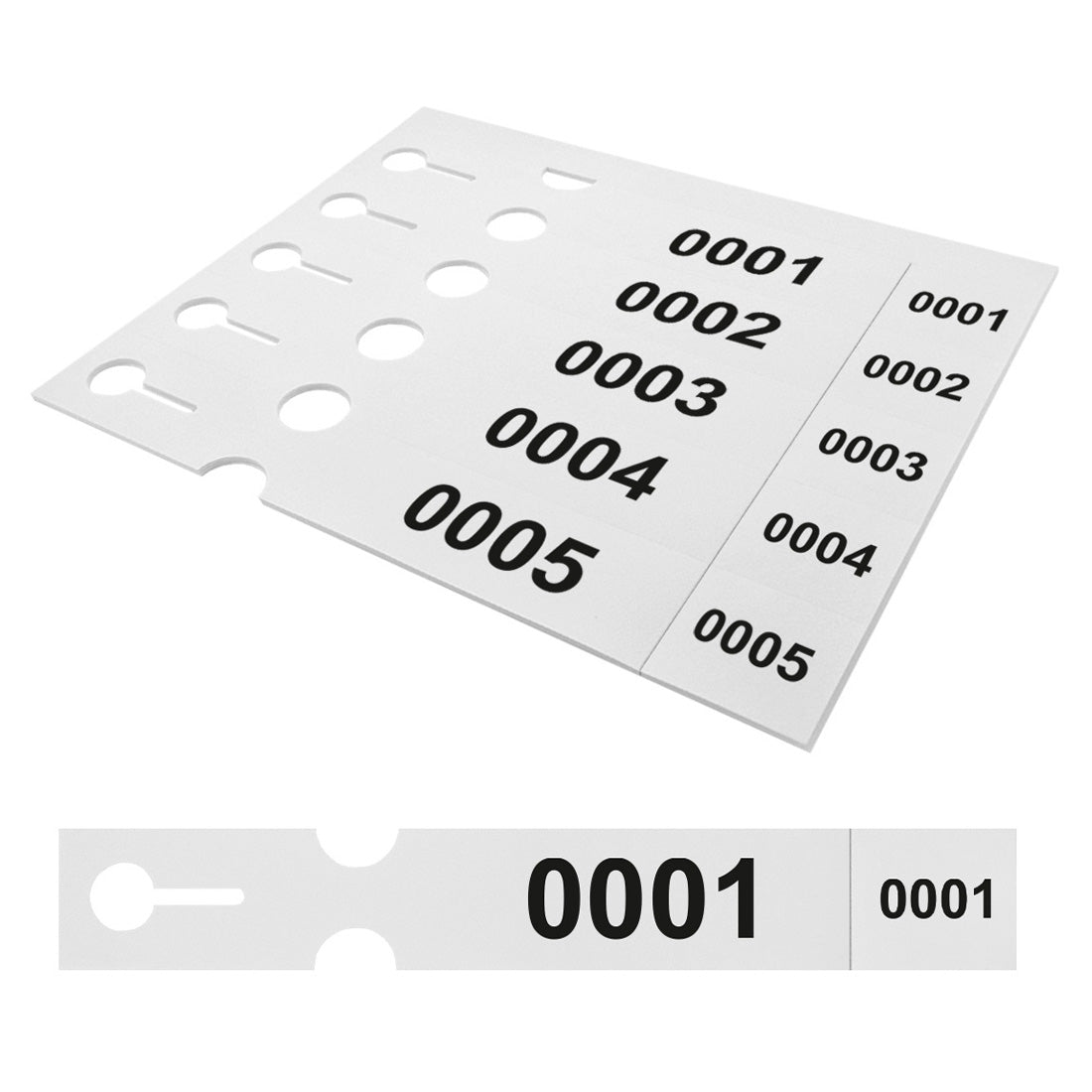 Schlaufenetiketten 250x38mm PET - Nummeriert, Weiß