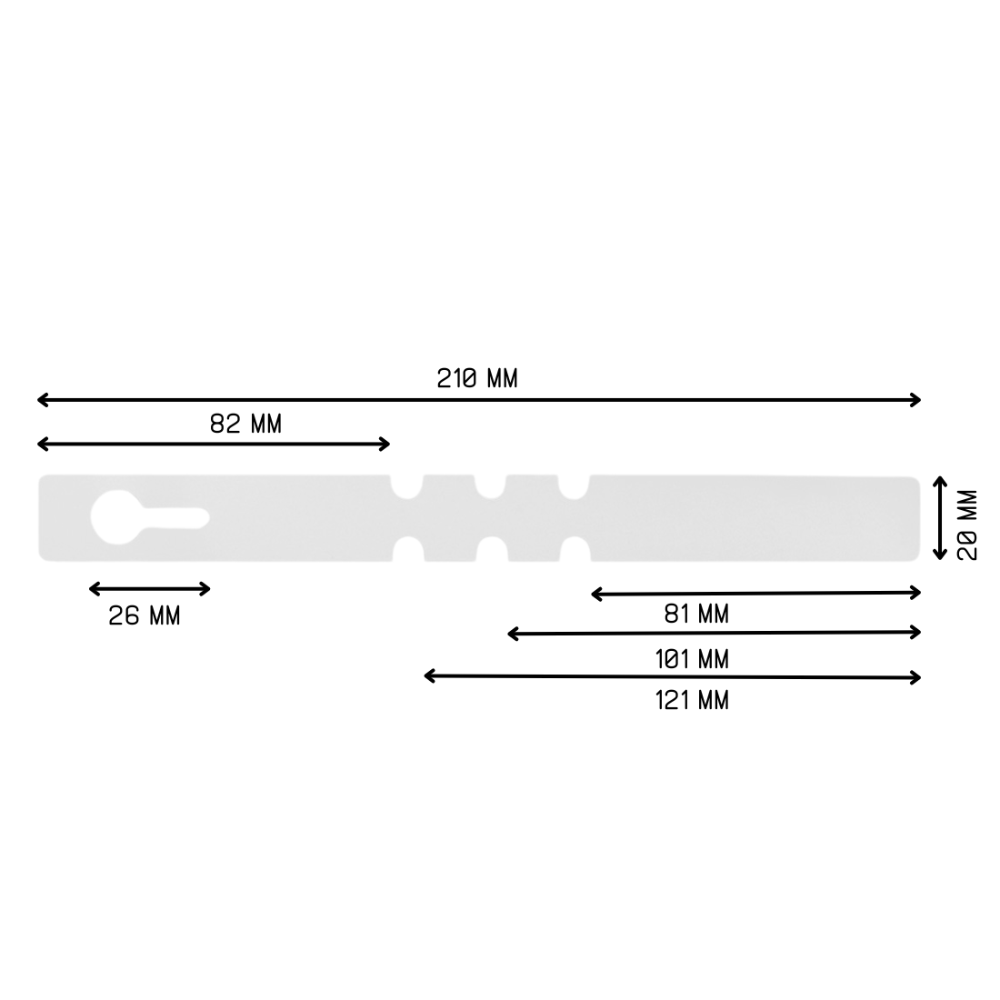 Schlaufenetiketten 210x20mm PVC, Weiß