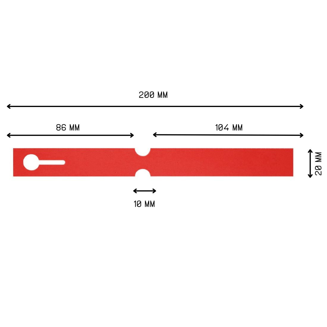 Loop lock labels 200x20mm PVC, Red