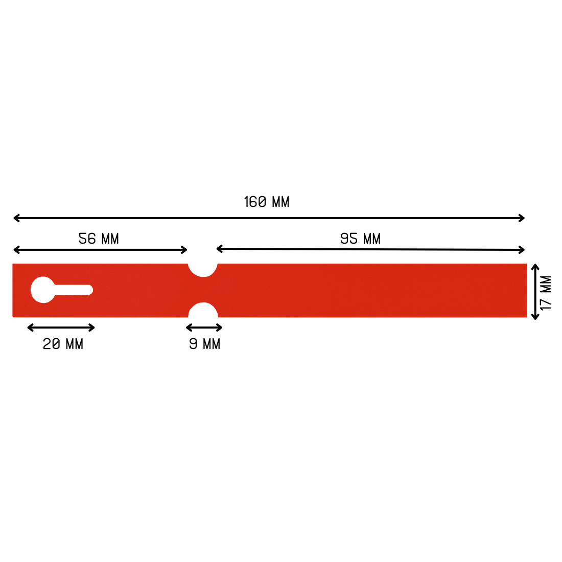 Schlaufenetiketten 160x17mm HDPE, Rot