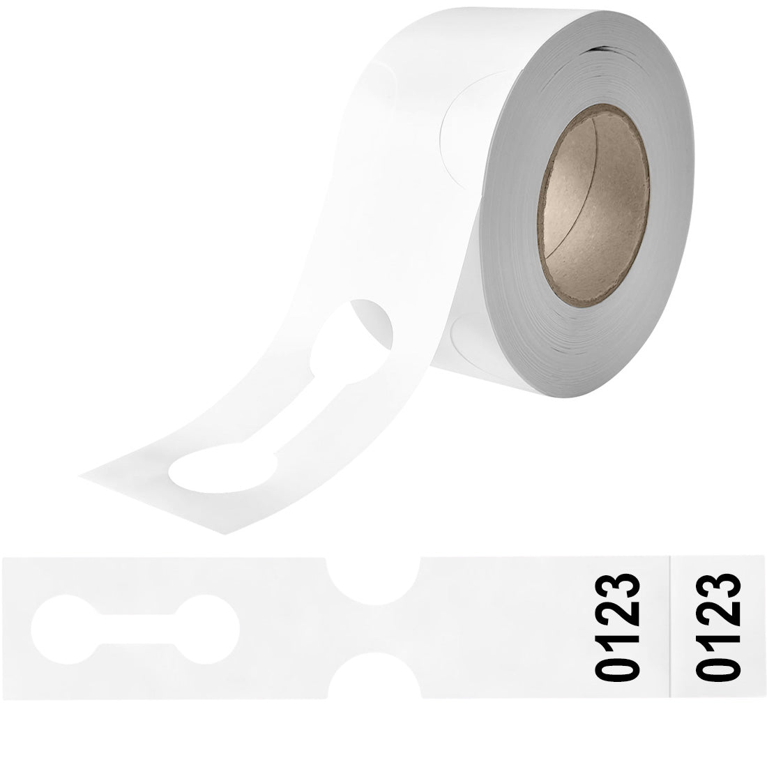 Schlaufenetiketten 400x75mm HDPE - Nummeriert, Weiß